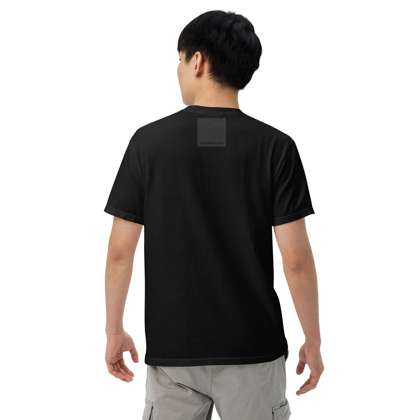 overdose. square black on black heavyweight t-shirt