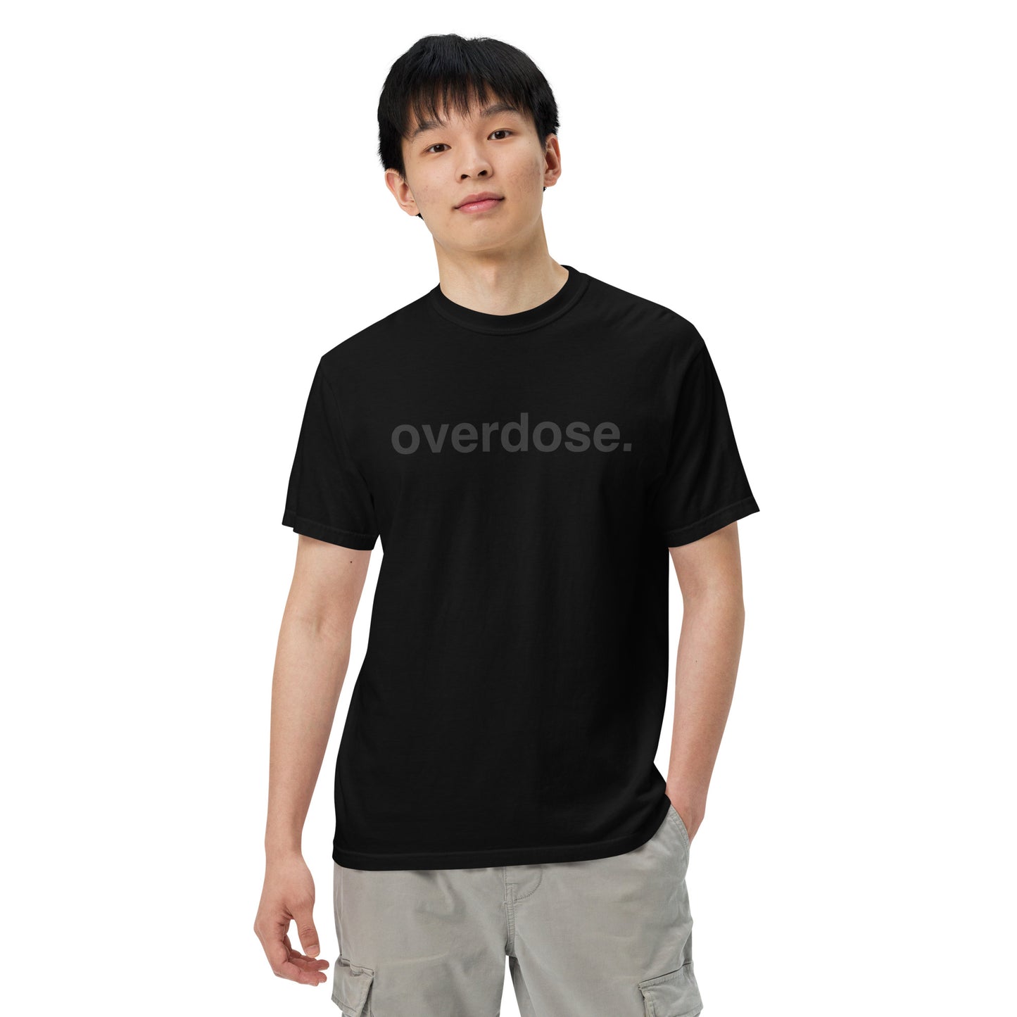 overdose. black on black heavyweight t-shirt