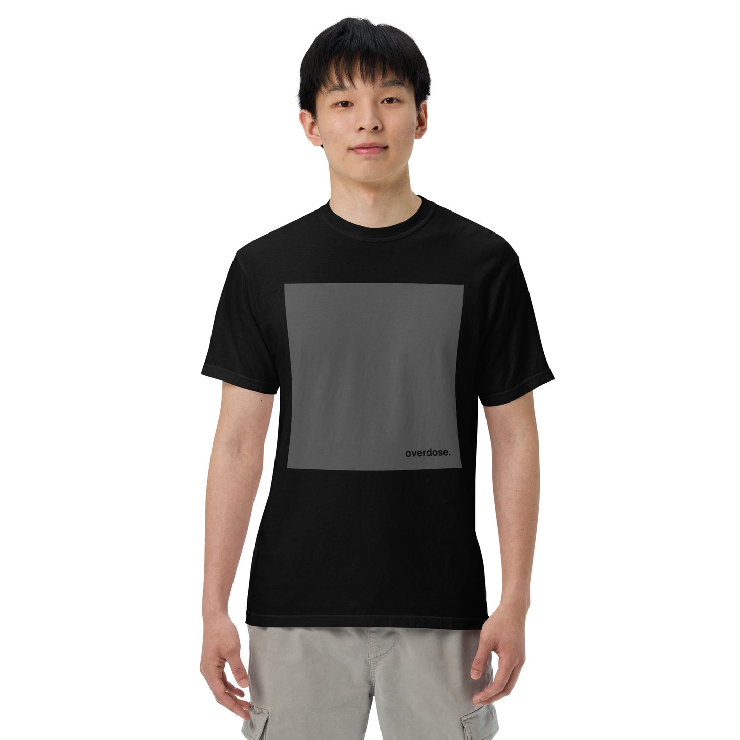 overdose. square black on black heavyweight t-shirt