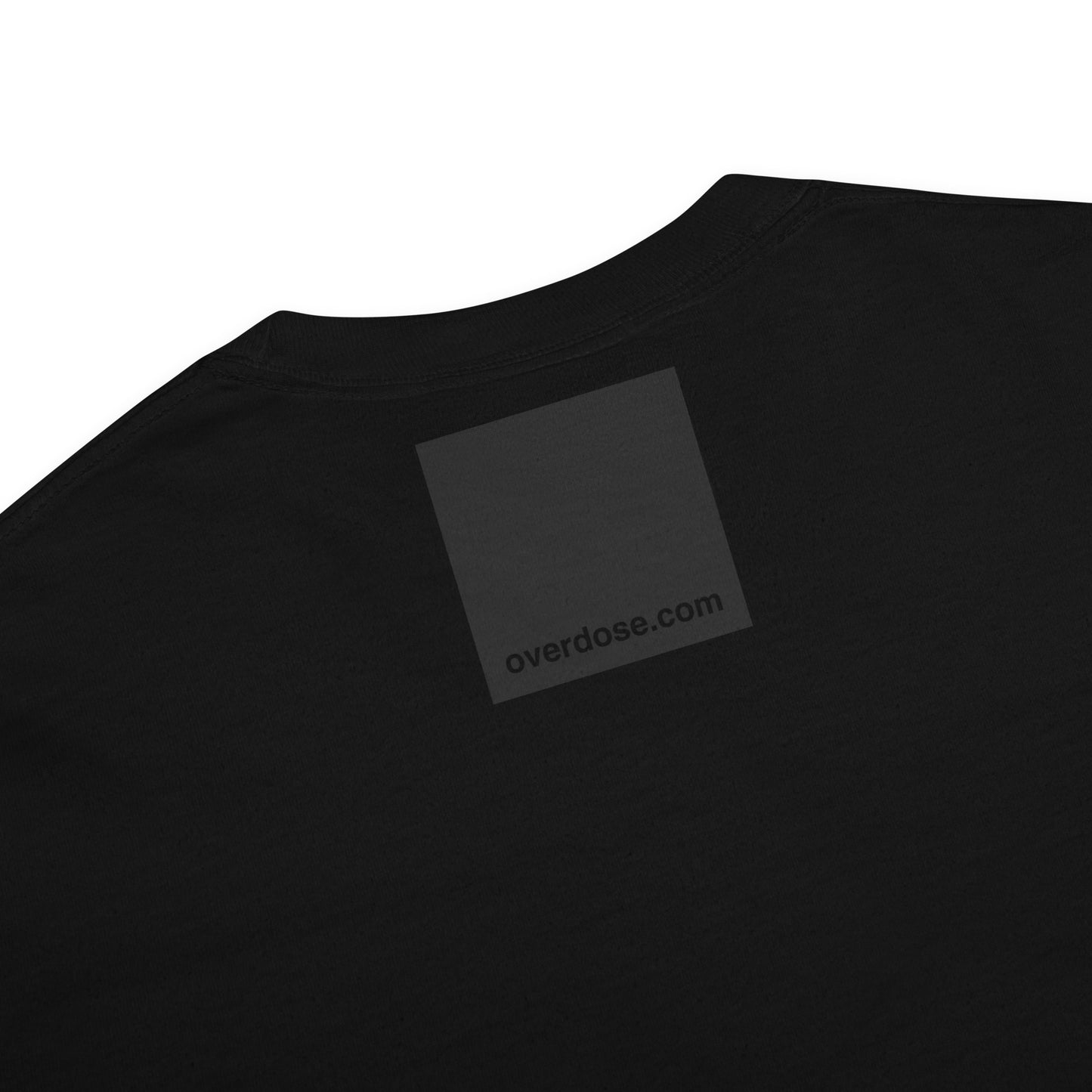 overdose. square black on black heavyweight t-shirt